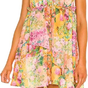 Floral Boho Mini Dress Flowy Chiffon Spaghetti Strap Corset Dress Floral Summer Dresses for Women 2024